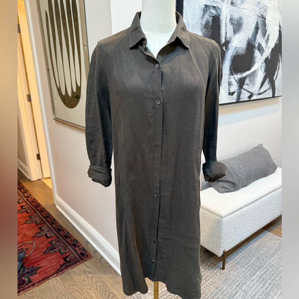 Velvet by Graham & Spencer Green Shirt Dress - Sz Small (missing belt)